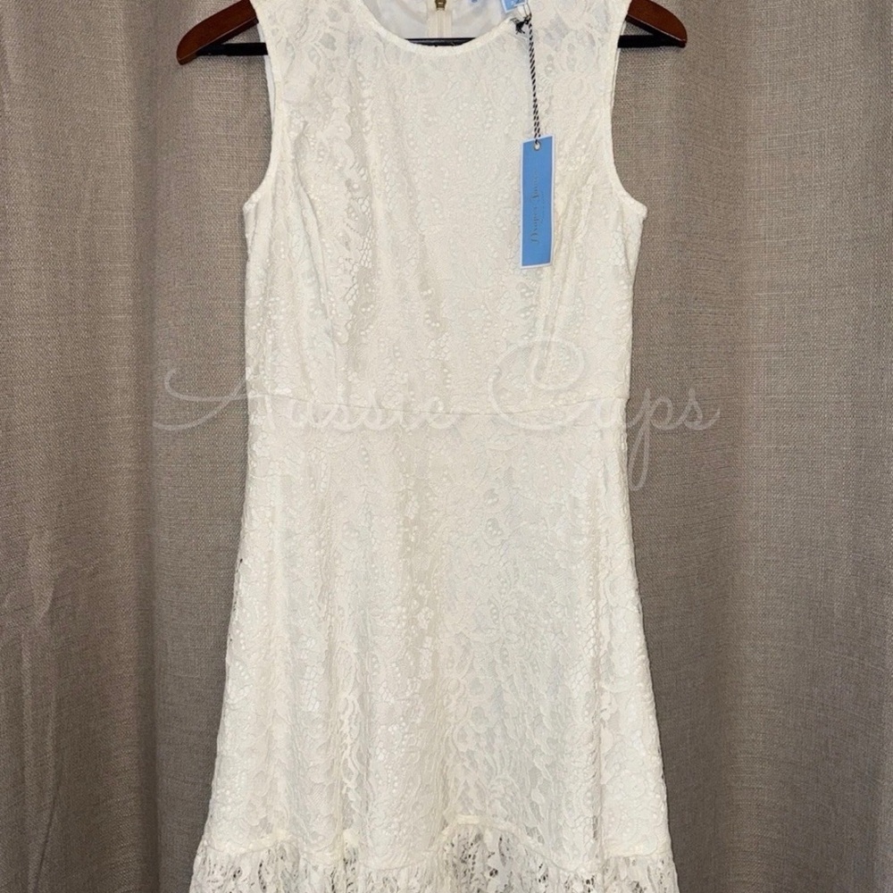 Draper James Elegant White Lace Dress Above Knee A-line Ruffles in Willow size 2